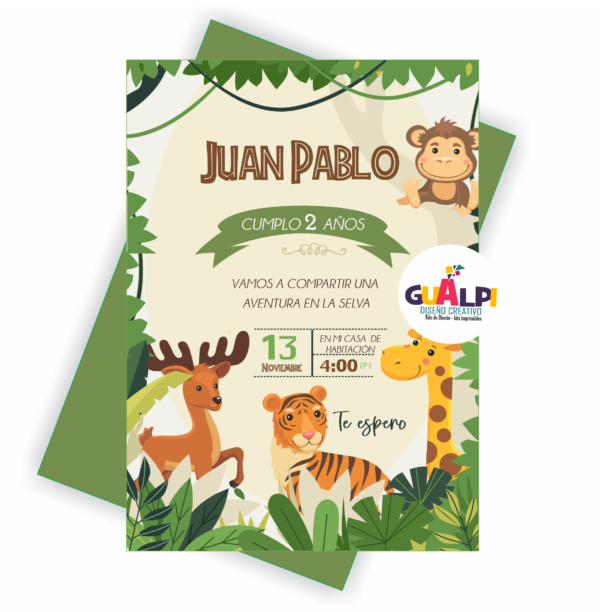 INVITACIÓN DIGITAL ANIMALES DE LA SELVA
