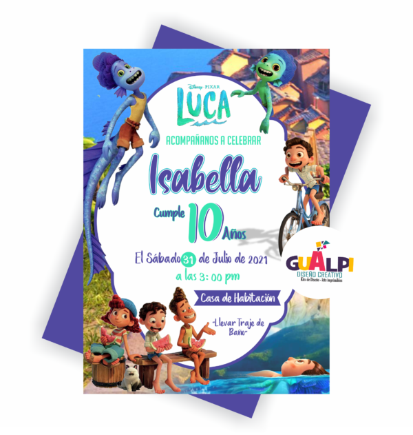INVITACION DE CUMPLEAÑOS LUCA DE DISNEY