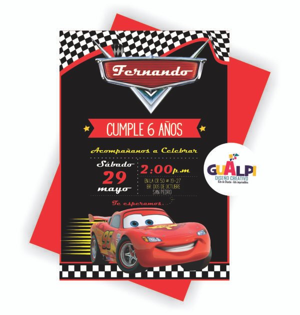 Invitación Digital: Cars Rayo Mcqueen