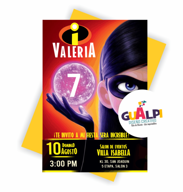 INVITACION DE CUMPLEAÑOS LOS INCREIBLES NIÑA