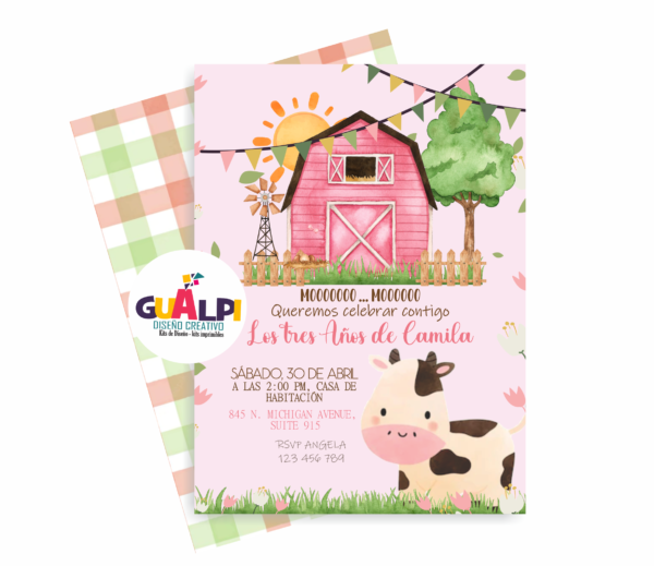 Invitación Digital La Vaca Lola Acuarela