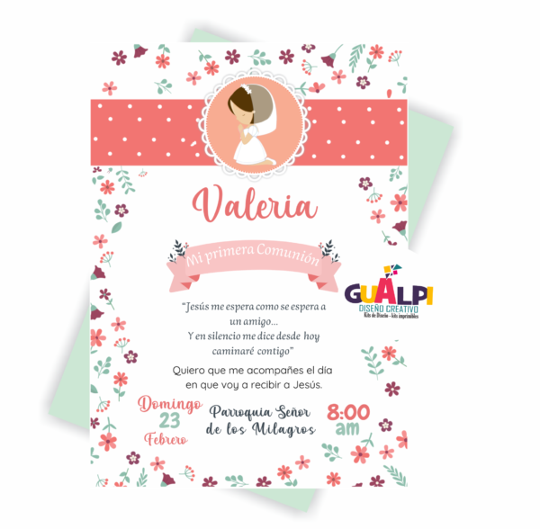 Invitación  Editable Primera Comunión