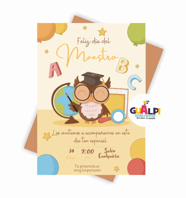 Invitación  Editable Dial Maestro/ Invitación día del profesor