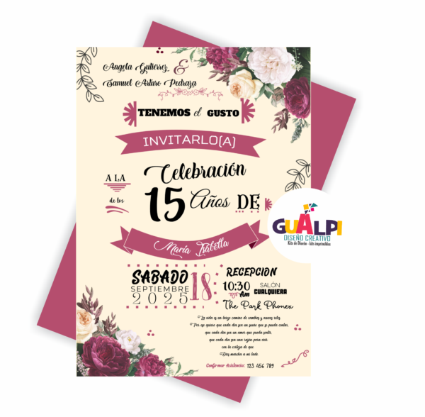 Invitación  Editable Quince Años