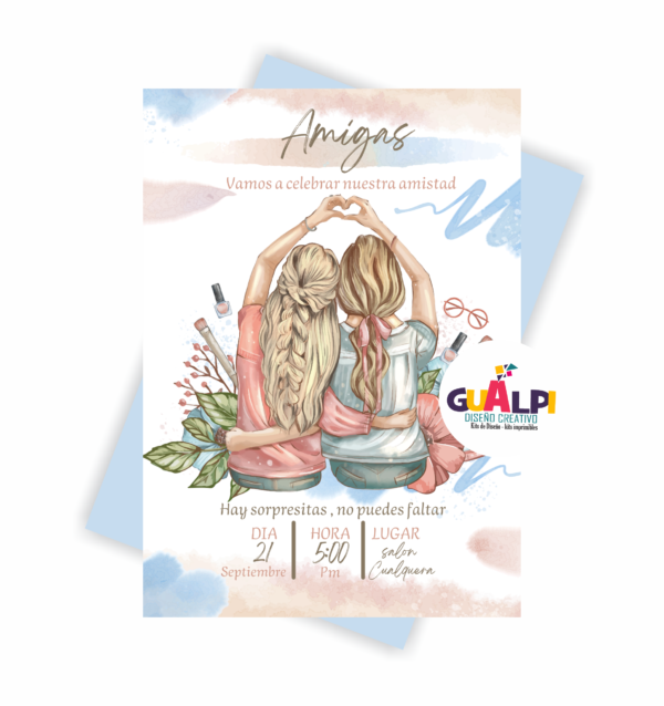 Invitación  Editable Dia del amigo/ tarjeta de amistad