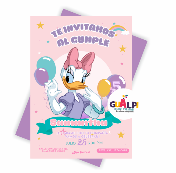 Invitación editable de cumpleaños Daisy Disney