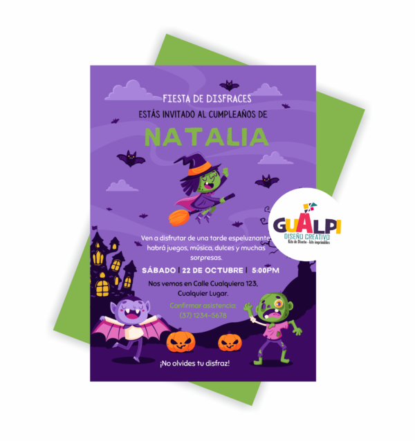 Invitación  Editable fiesta de Halloween