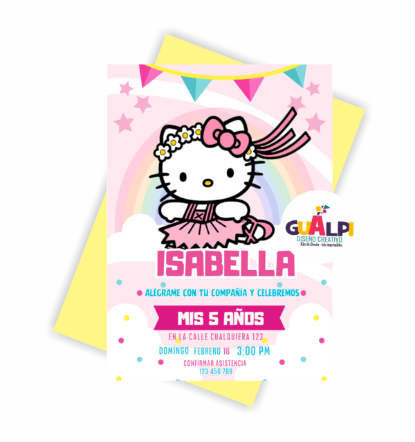 Invitación editable de cumpleaños  Hello Kitty