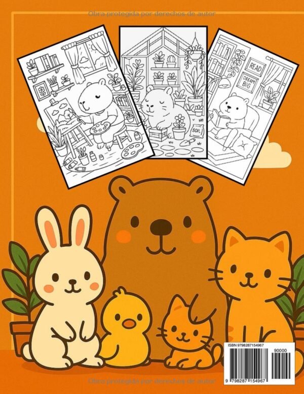Capibara Cute: Libro para Colorear: 45 escenas adorables para colorear y relajarte con las criaturas más tiernas del mund - Imagen 2