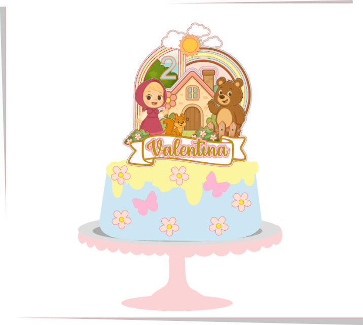 Kit de Toppers Masha y el Oso Kawaii – 5 Diseños Listos para Cortar en cameo - Imagen 2