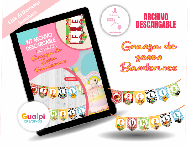 Banderines Granja de Zenon Feliz Cumpleaños  | Archivo PDF GRATIS