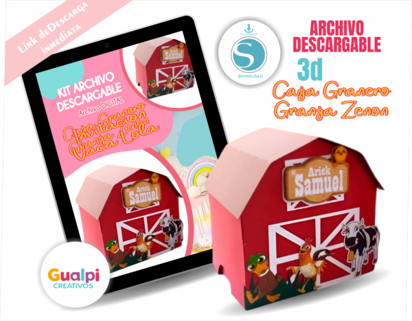 Caja Granero 3D Granja Zenón – Archivo descargable para Cameo🚜