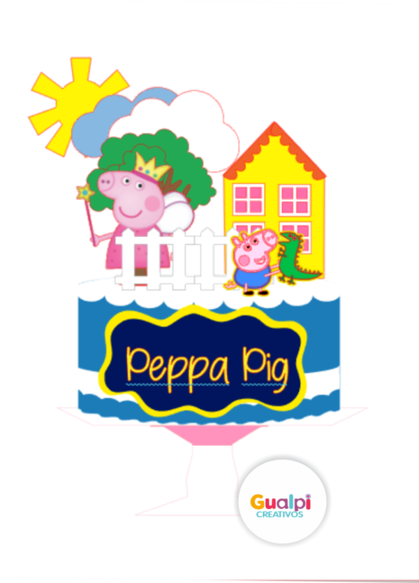 🎉 Topper Peppa Pig | Diseño Digital Listo para Cortar - Imagen 2