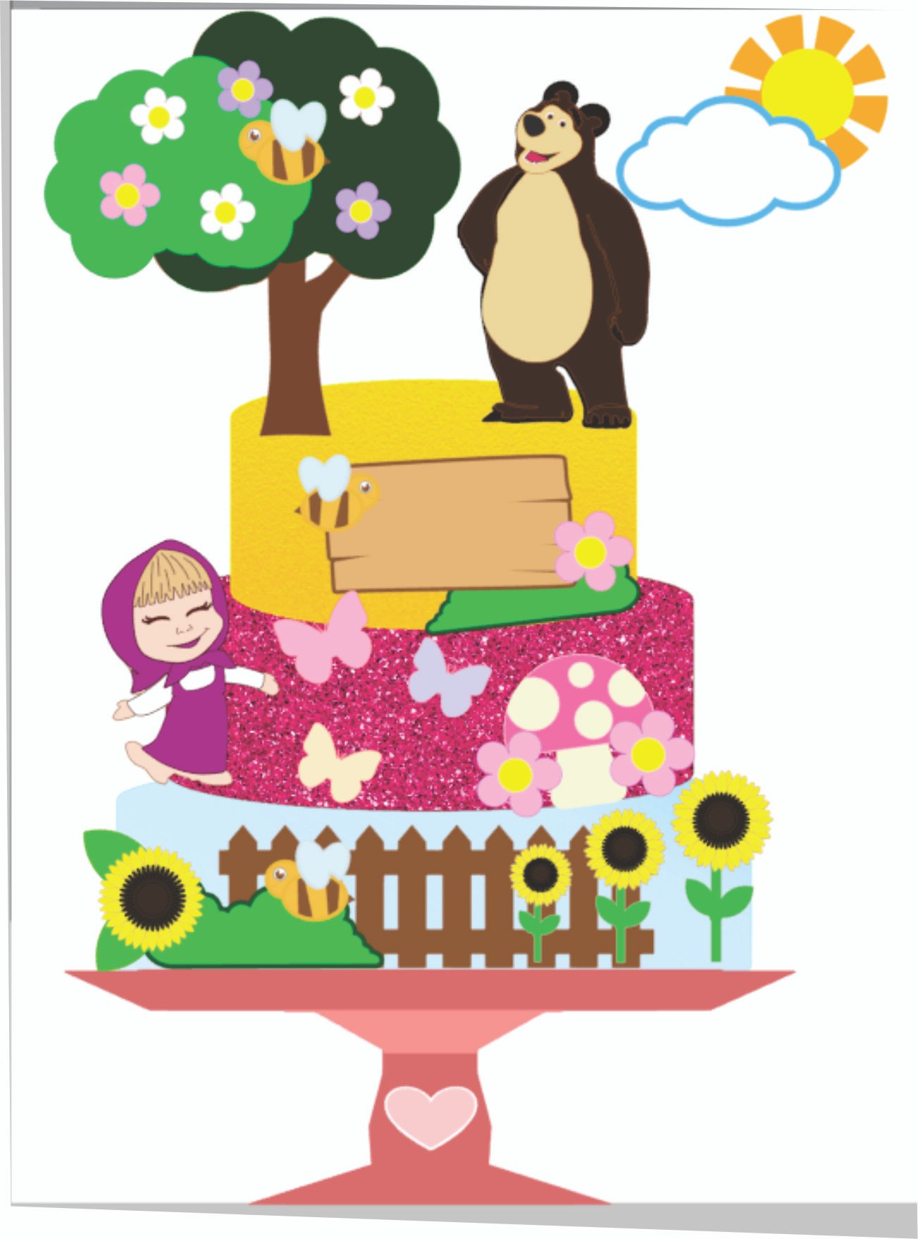 Topper Masha y el Oso – Archivo Gratis para Cameo - Imagen 2