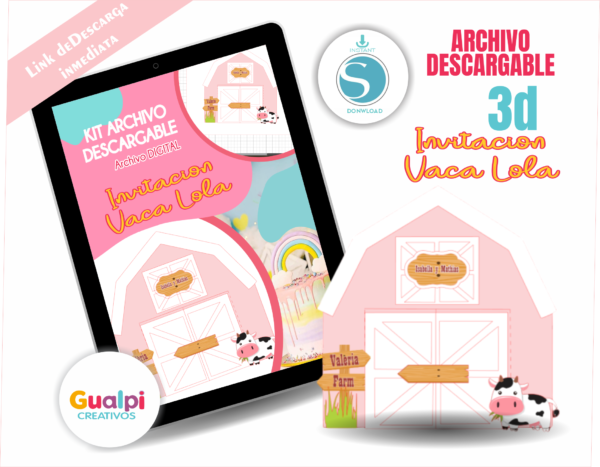 🎉 SVG Tarjeta de Invitación Vaca Lola  – Diseño en Capas para Cameo y Cricut