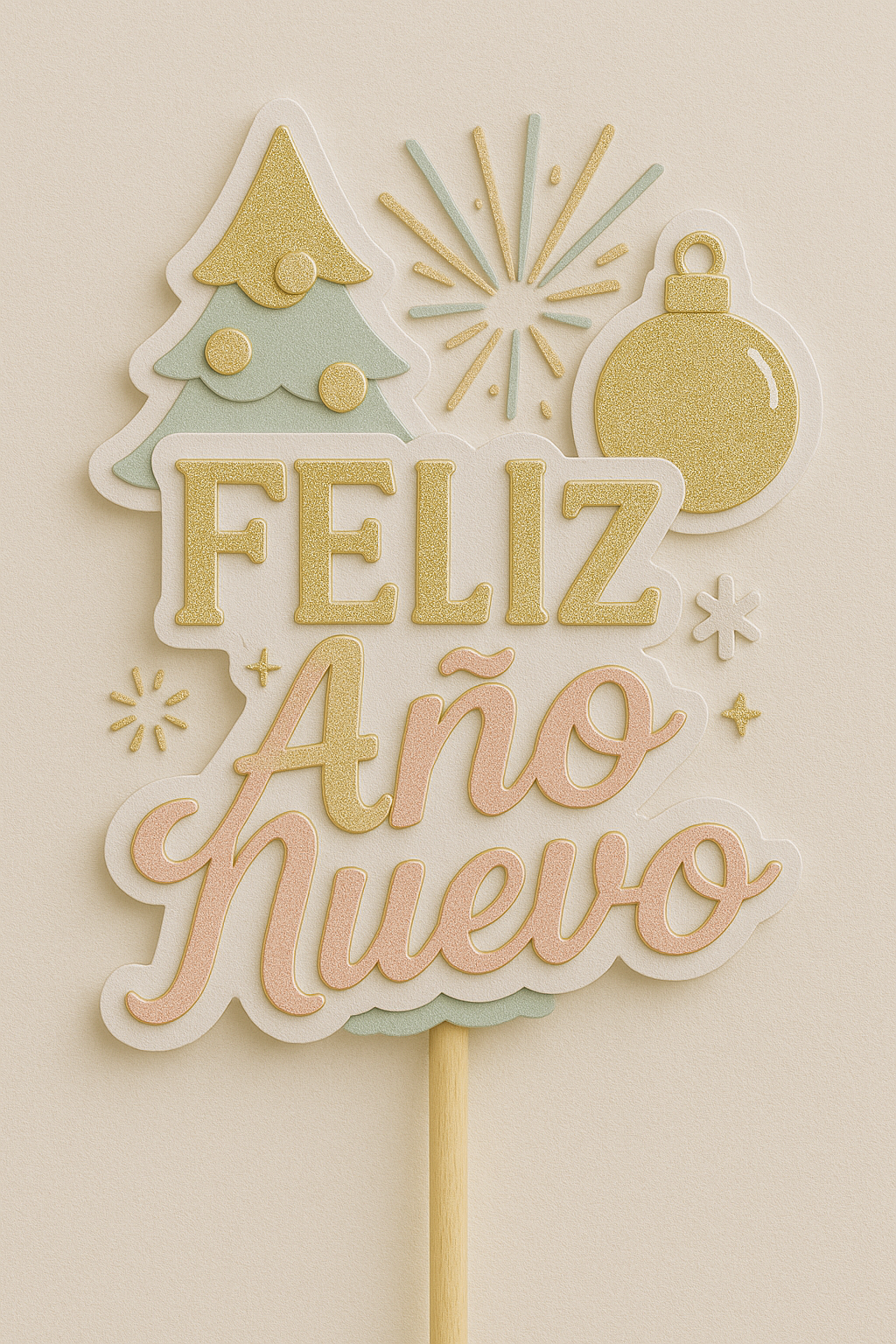 🎉 Topper Feliz Año Nuevo – Archivo Gratis para Silhouette Cameo - Imagen 2