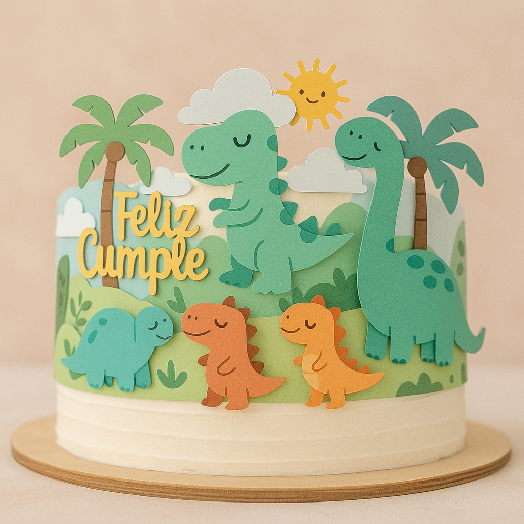 Topper Dinosaurios 3D Gratis – Archivo Studio para Silhouette Cameo - Imagen 2