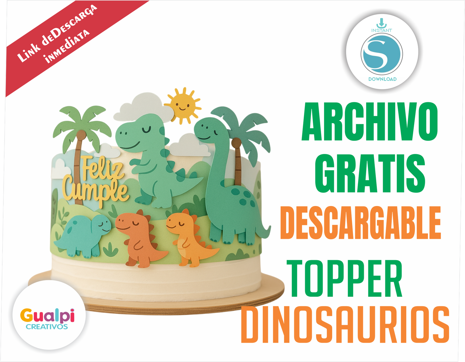 Topper Dinosaurios 3D Gratis – Archivo Studio para Silhouette Cameo