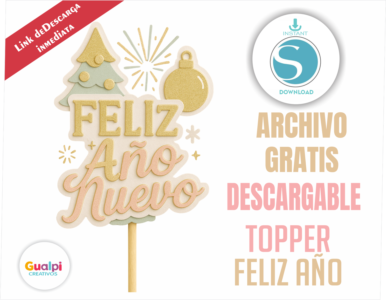 🎉 Topper Feliz Año Nuevo – Archivo Gratis para Silhouette Cameo