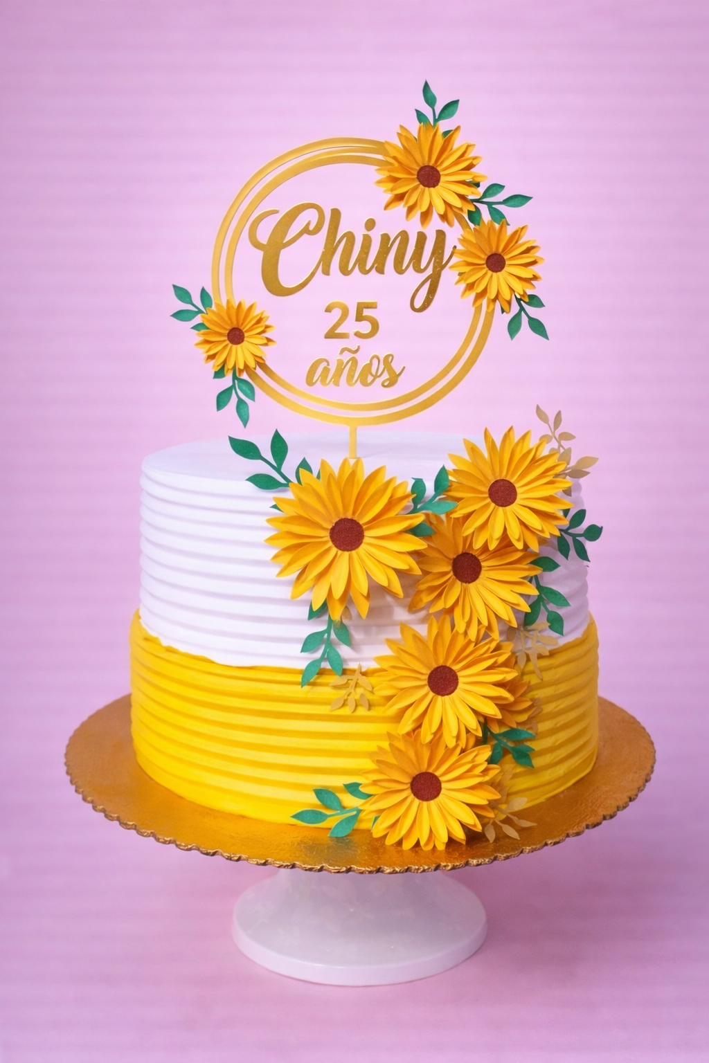 Topper Girasoles Base Redonda Descargable | Archivo GRATIS para Cameo - Imagen 2