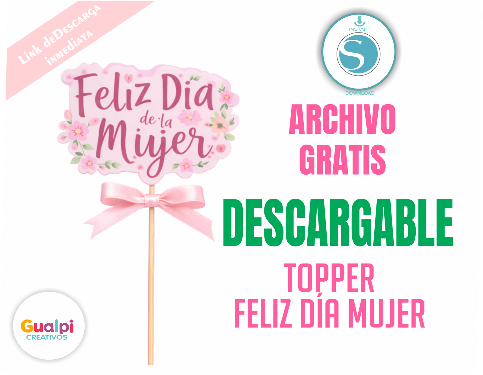 Topper Feliz Día de la Mujer – Archivo GRATIS para Silhouette Cameo