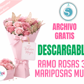 Ramo de Rosas 3D con Mariposas – Archivo GRATIS para Silhouette Cameo