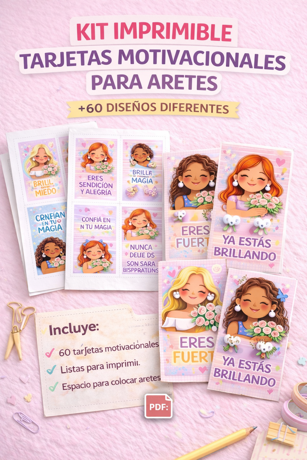 Tarjetas Motivacionales para Aretes +60 Diseños GRATIS DIA DE LA MUJER | Kit Imprimible para Emprendedoras - Imagen 4