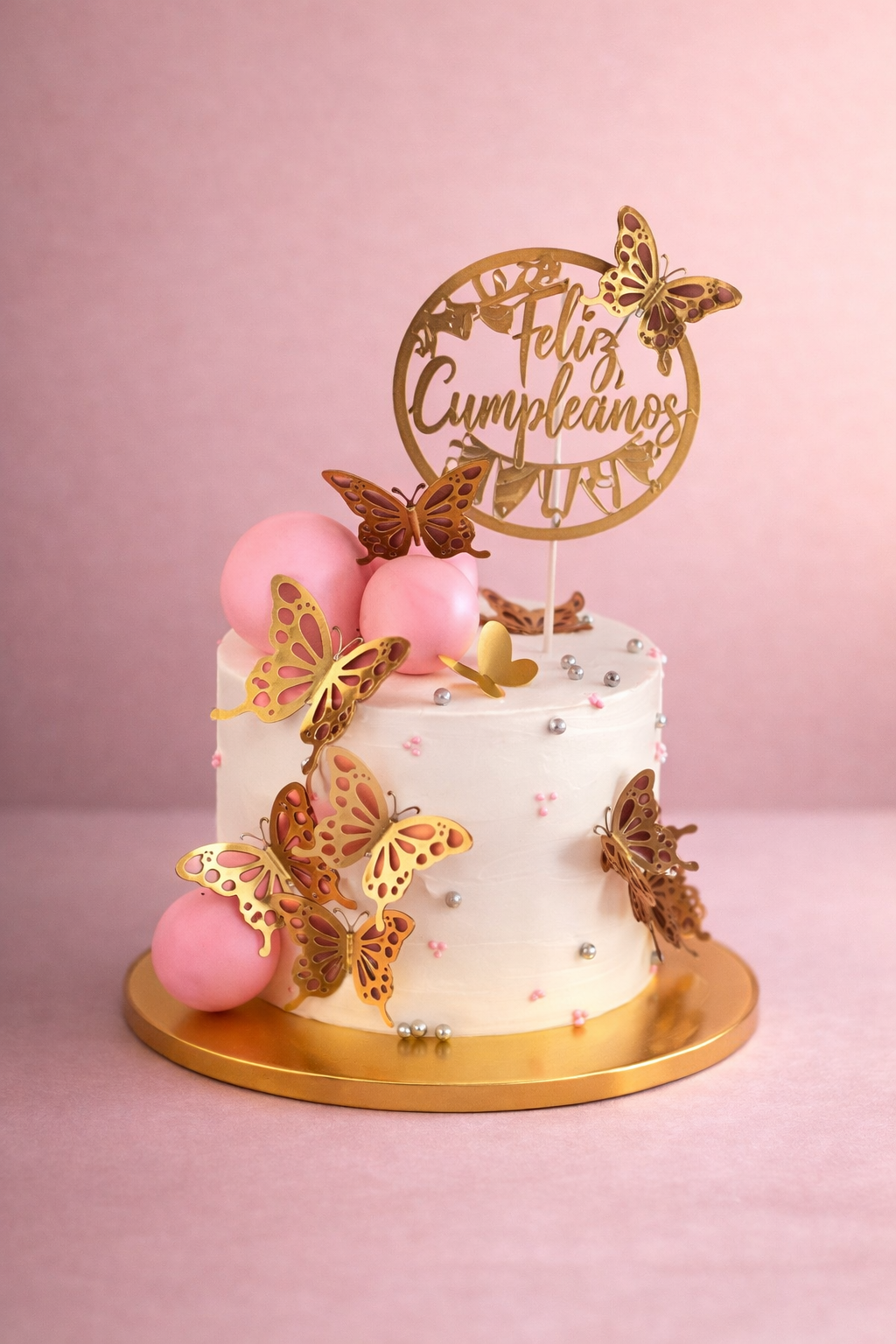 Topper Redondo Feliz Cumpleaños GRATIS para Silhouette Cameo | Archivo Digital con Mariposas - Imagen 2