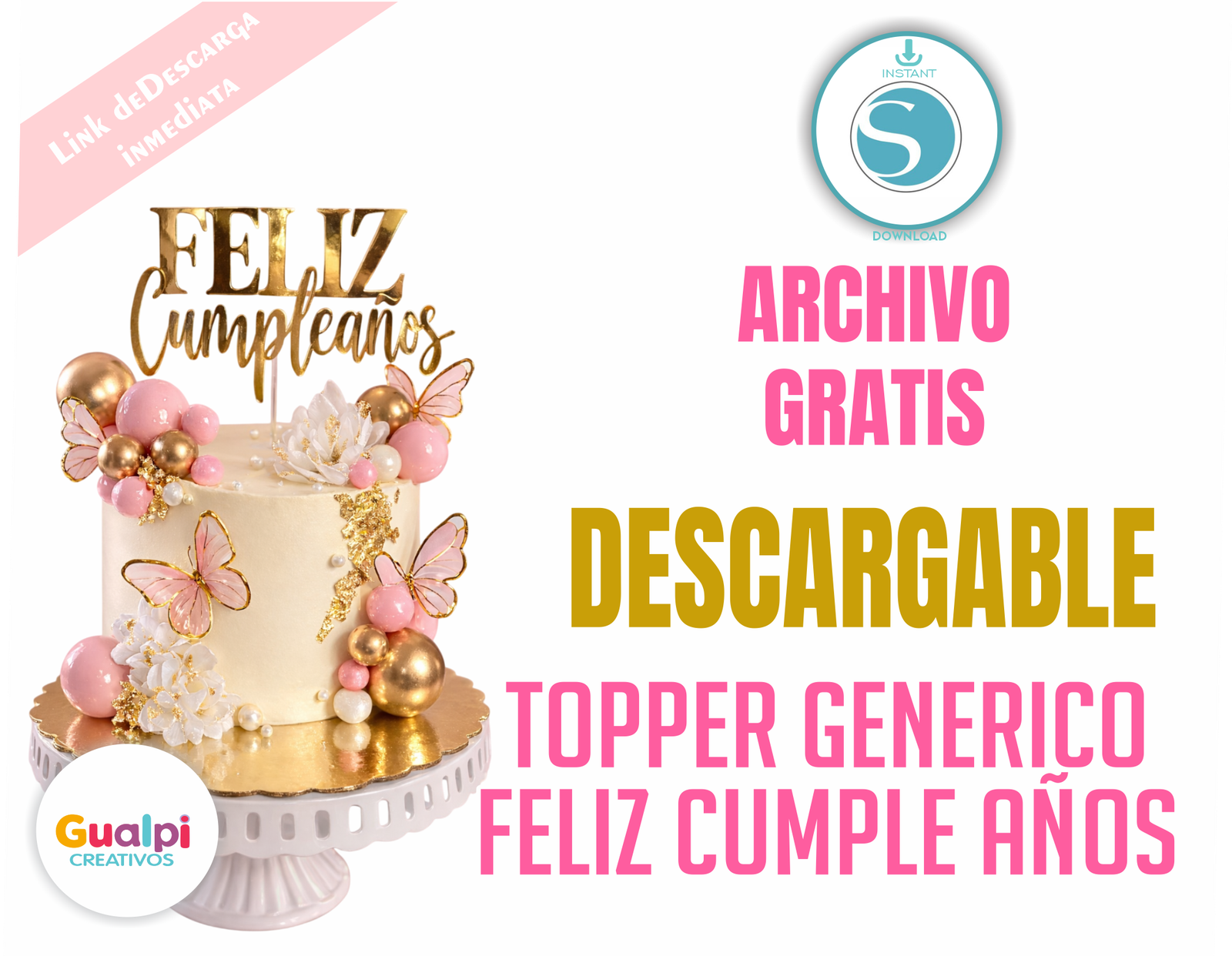 Topper Feliz Cumpleaños GRATIS para Silhouette Cameo | Archivo Digital Decoración de Tortas