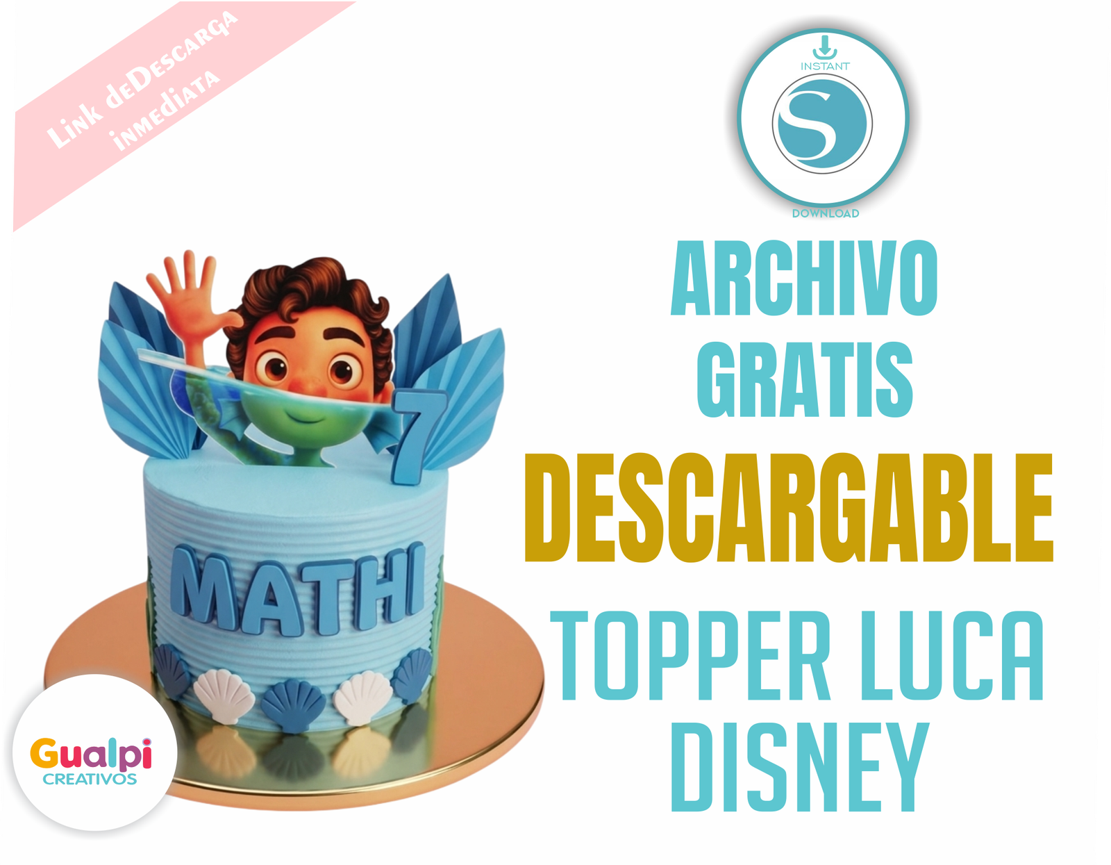 Topper Luca Disney Archivo GRATIS para Silhouette Cameo | Decoración de Tortas Infantiles