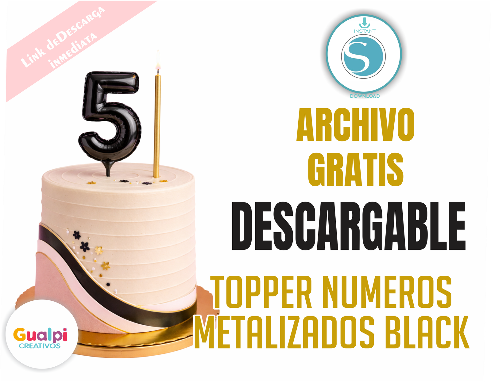 Topper Números globo Metalizado NEGRO GRATIS para Silhouette Cameo | Decoración Torta Cumpleaños 🎂