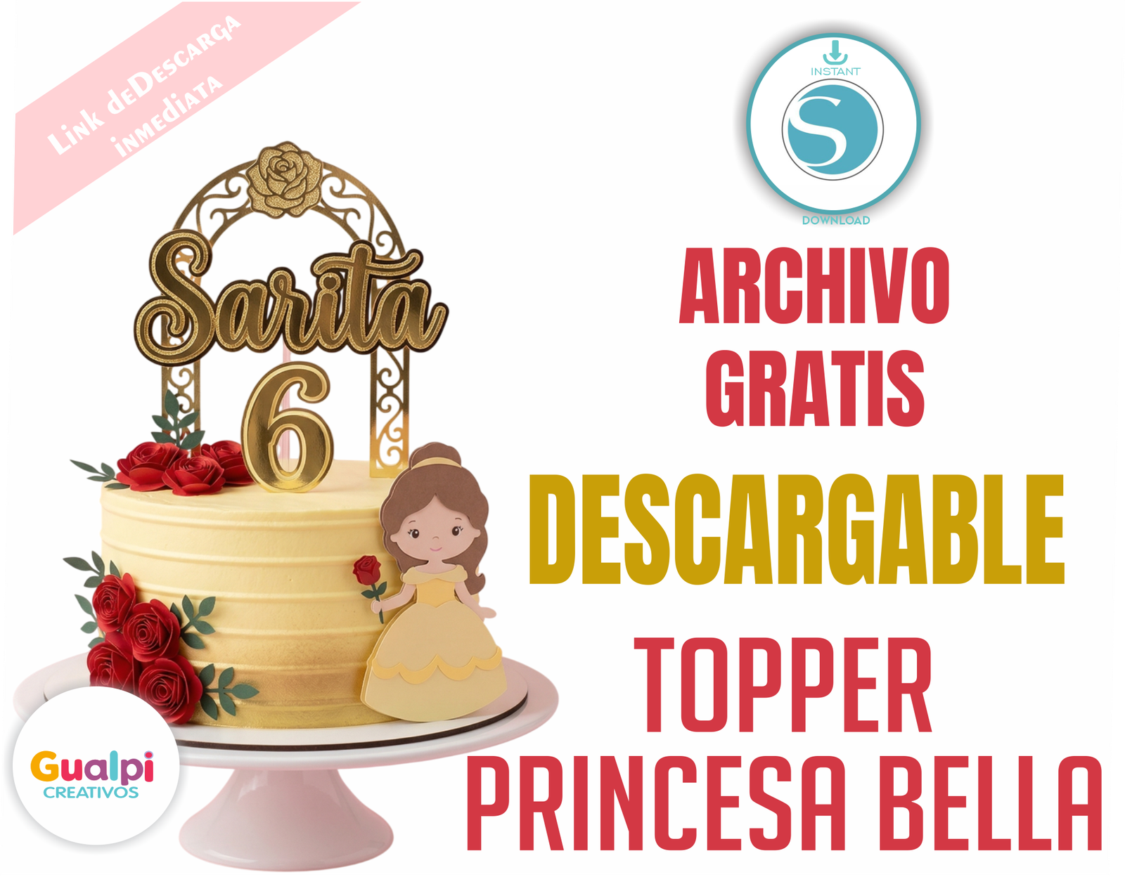Topper Princesa Bella | Archivo Gratis para Silhouette Cameo