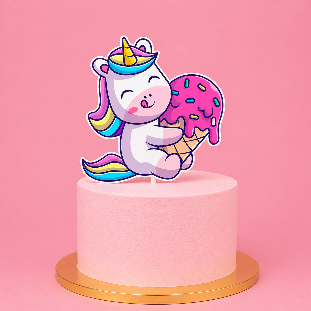 Plantilla Topper Unicornio Kawaii con Helado GRATIS | SVG para Cricut y Silhouette Cameo Cumpleaños Niña - Imagen 2