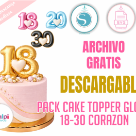 Pack Topper Números Globo Metalizado 18-30 Gratis | SVG para Cricut y Silhouette Cameo