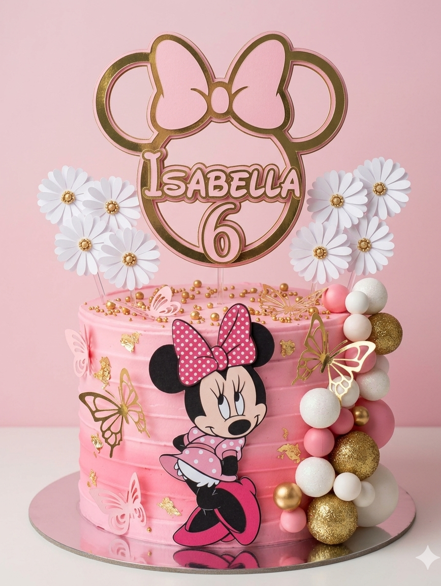 Topper Minnie Margaritas Personalizado | Archivo Gratis SVG y Silhouette Cameo - Imagen 2