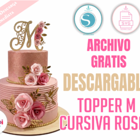 Topper Letra M Personalizado con Rosas SVG Gratis | Inicial para Torta Cricut Silhouette