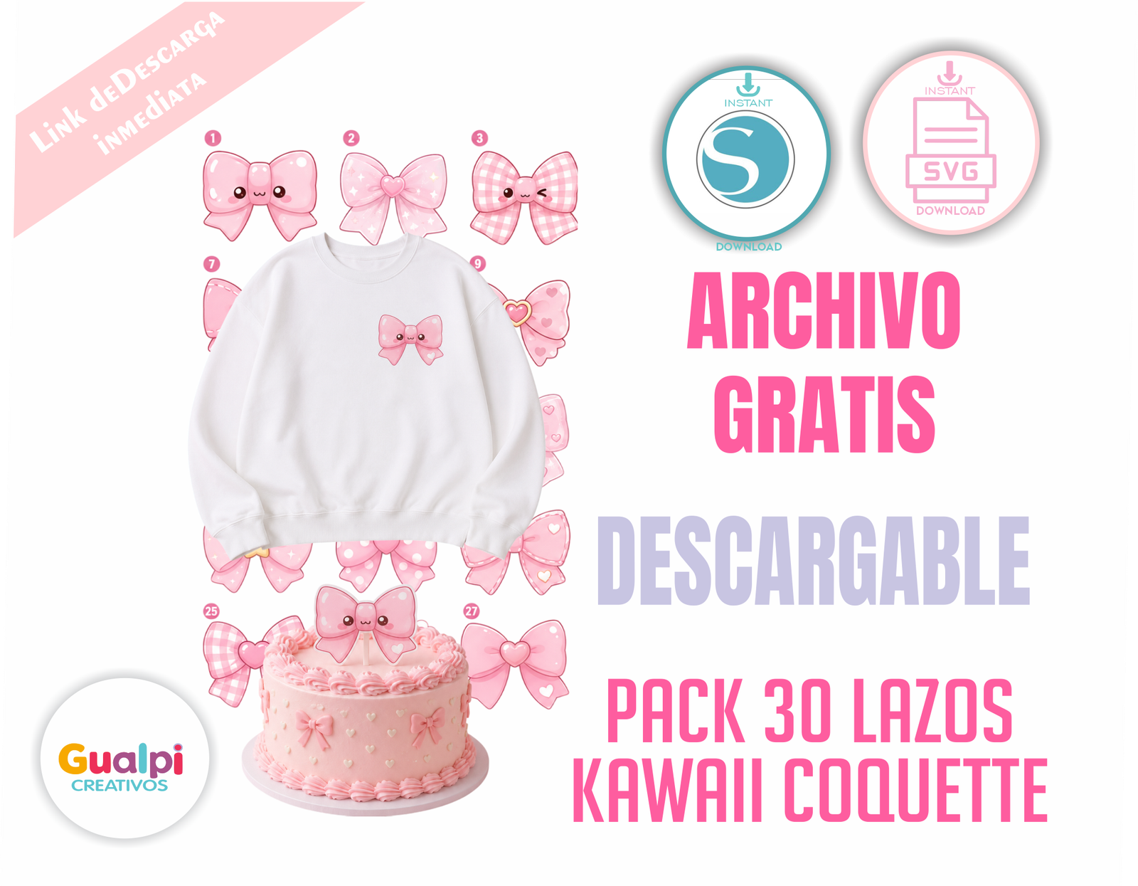 Pack 30 Lazos Kawaii Coquette GRATIS | SVG Cricut + Silhouette Cameo | Descargable