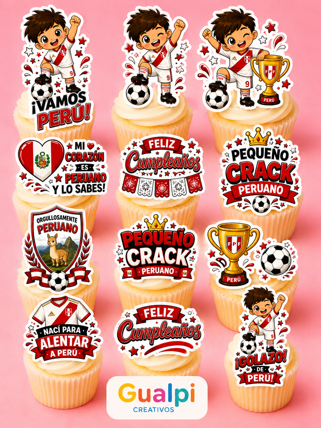 Toppers Mundial 2026 Mi Pequeño Crack Perú GRATIS | SVG PNG PDF | Cupcake Toppers Mundialistas Fútbol Perú | Cricut Silhouette - Imagen 2