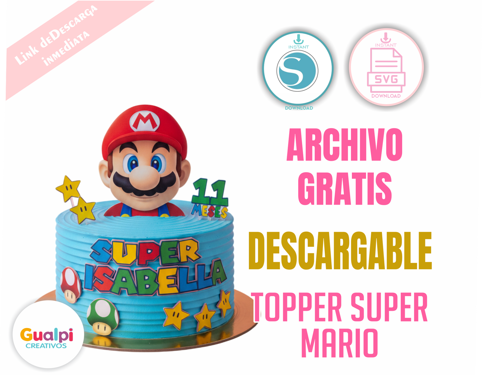 Topper Super Mario GRATIS | SVG para Silhouette Cameo y Cricut | Cake Topper Mario Bros Infantil