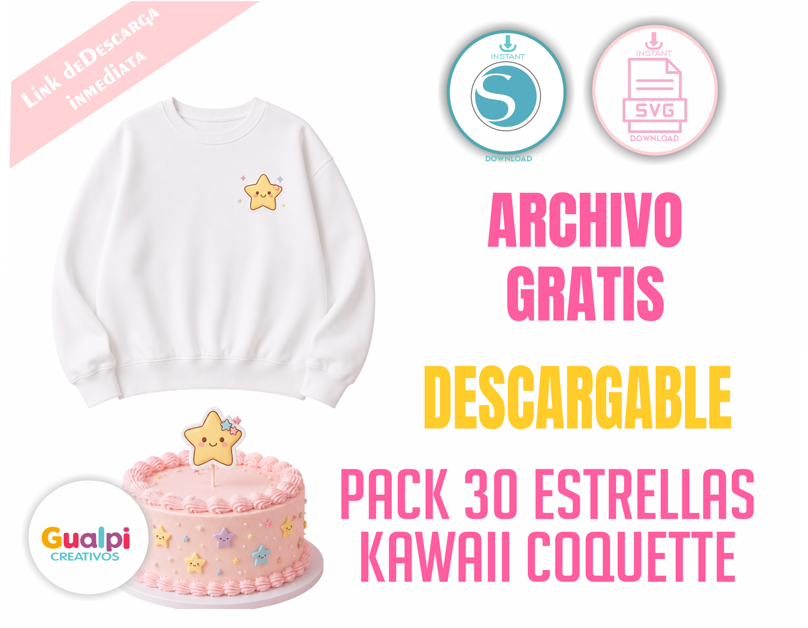 Plantillas 30 Estrellas Kawaii Coquette GRATIS | SVG Cricut + Silhouette Cameo | Estrellas Aesthetic Descargables