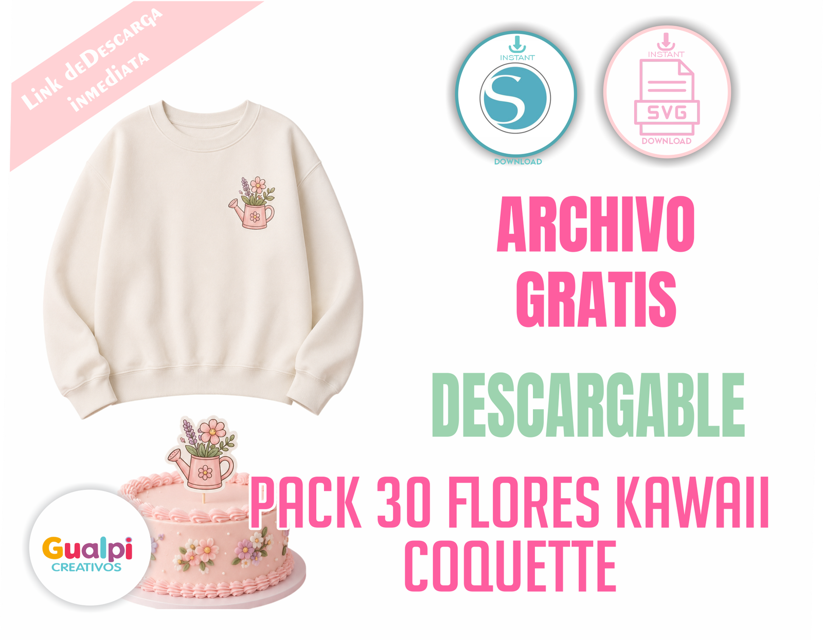 Plantillas 30 Flores Kawaii Coquette GRATIS | SVG Cricut + Silhouette Cameo | Flores Aesthetic Descargables