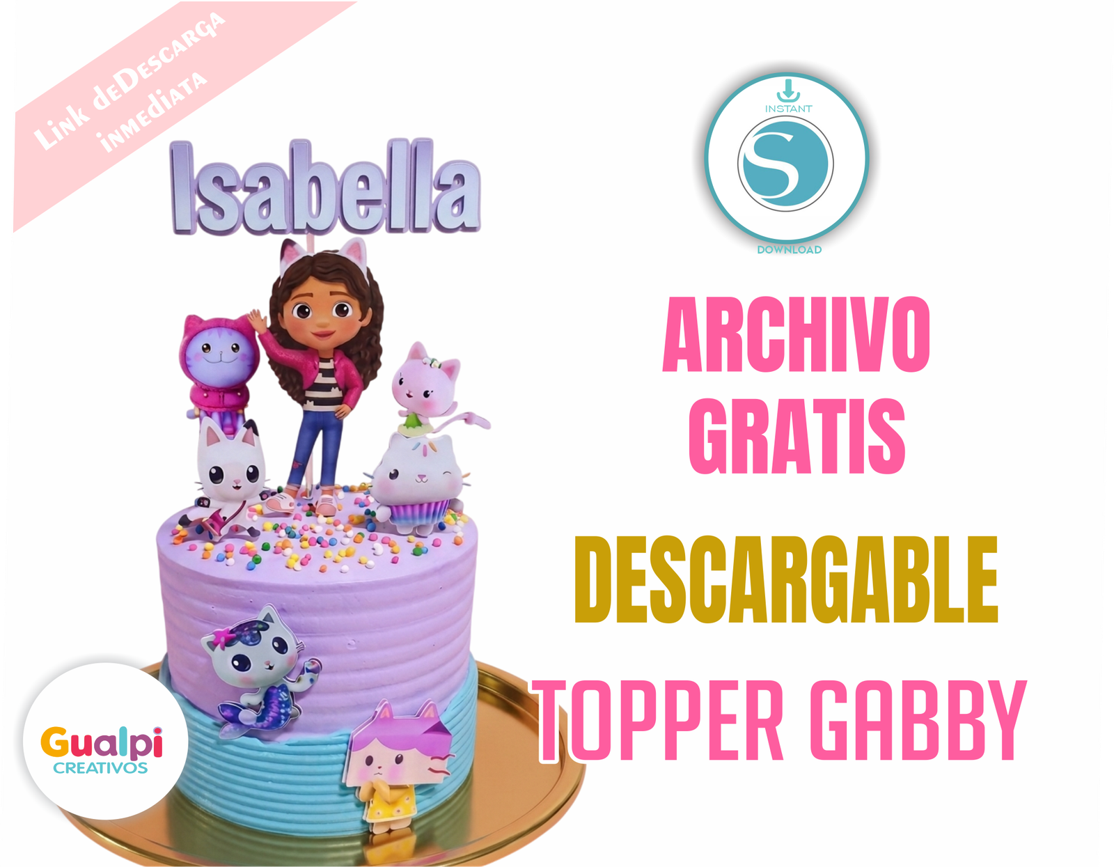 Topper Gabby GRATIS para Silhouette Cameo | Cake Topper Gabby's Dollhouse Personalizado