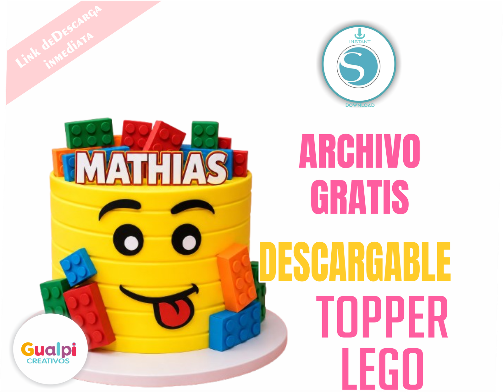 Topper LEGO GRATIS | SVG para Silhouette Cameo | Cake Topper Personalizado de Bloques
