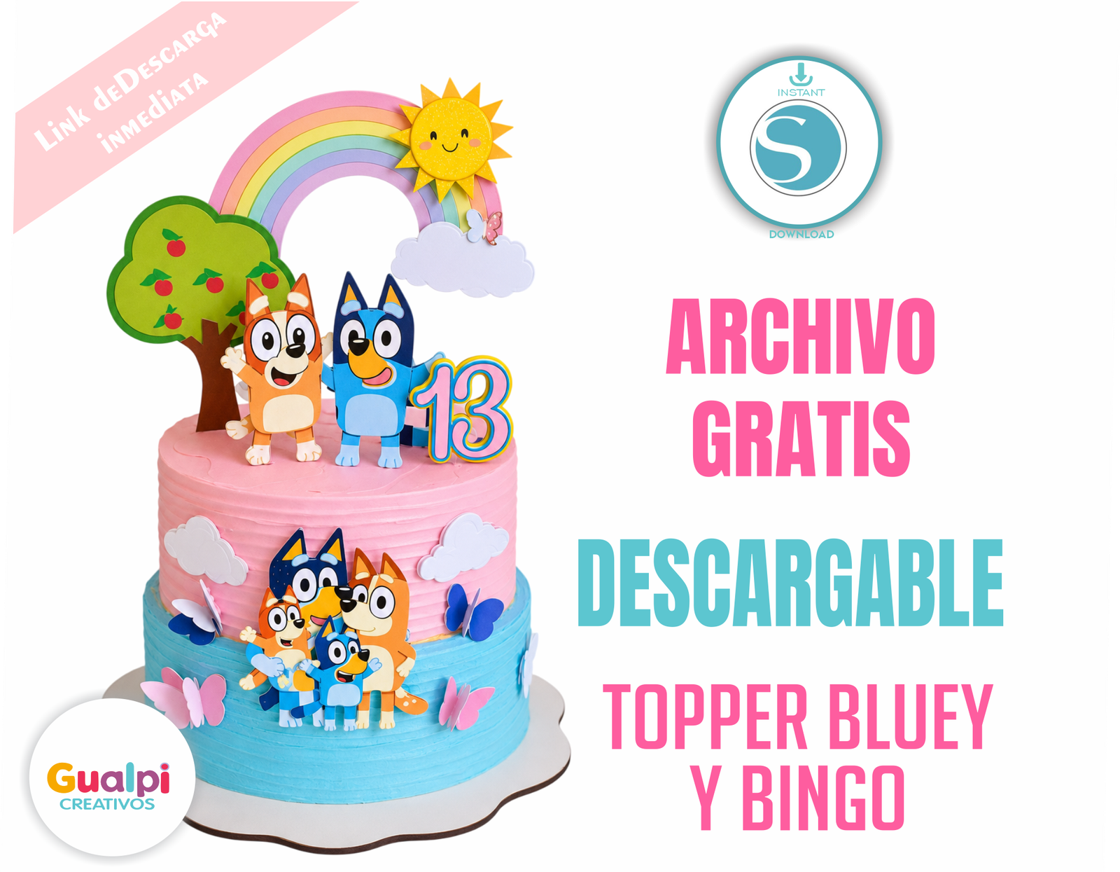 Topper Bluey y Bingo GRATIS para Silhouette Cameo | Cake Topper Personalizado