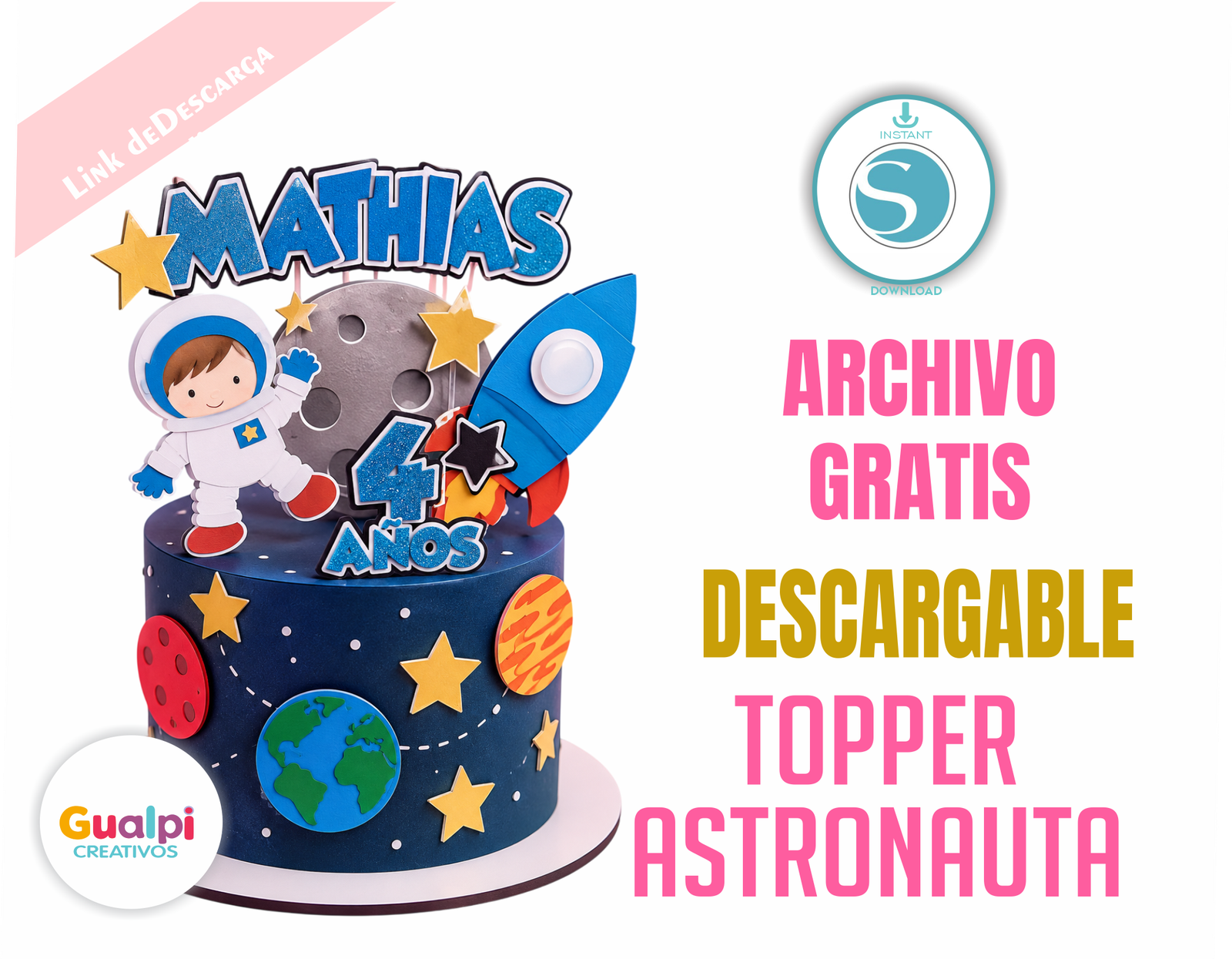 TOPPER ASTRONAUTA ARCHIVO GRATIS PARA CAMEO