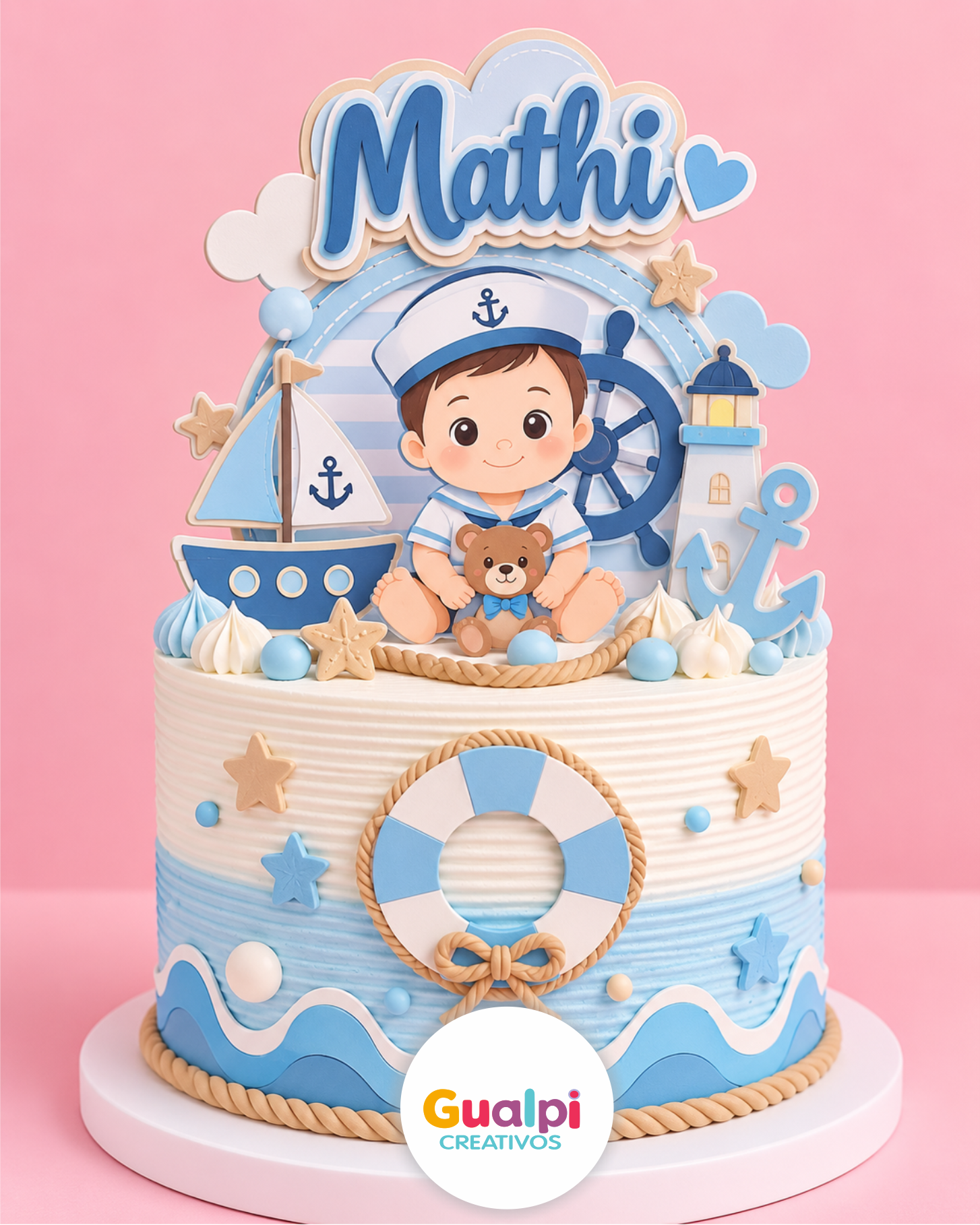 Topper Baby Shower Marinero Shaker para Cameo – Archivo en Capas - Imagen 2