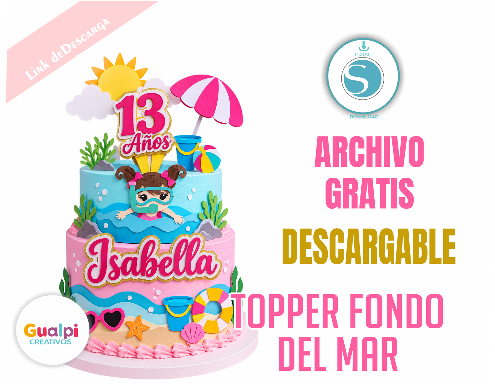 Topper Fondo del Mar Gratis para Cameo | Archivo Gratis para Cameo