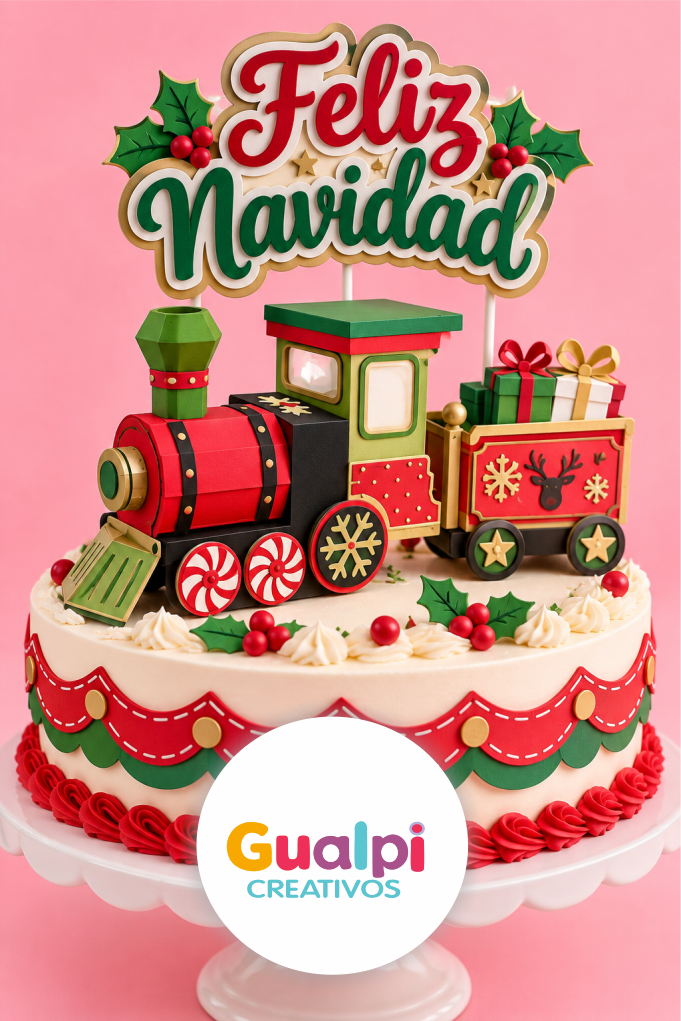 Topper Tren de Navidad con Regalos para Cameo – Archivo Gratis - Imagen 2