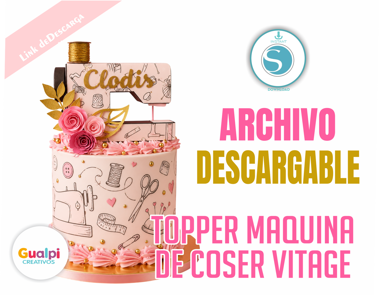 Topper Máquina de Coser Vintage | Archivo para Cameo