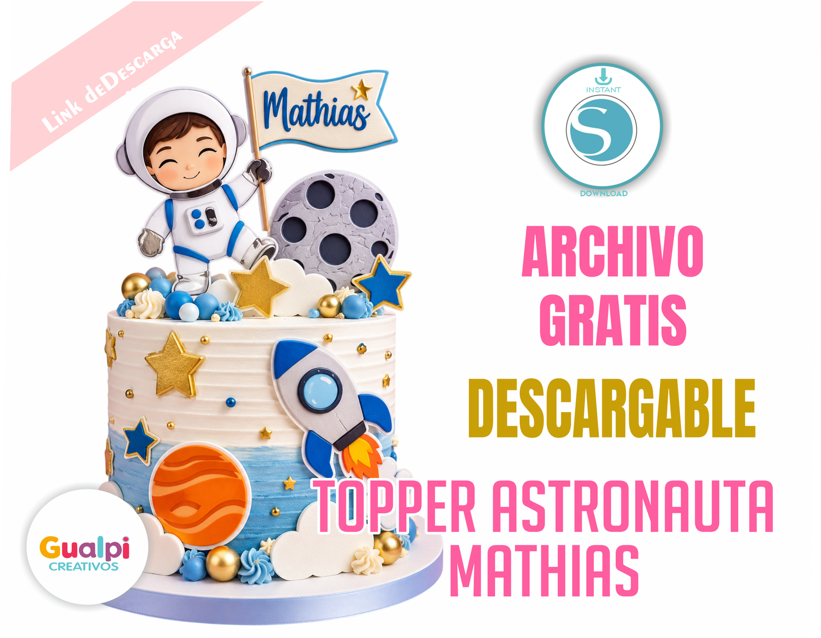 Topper Astronauta Mathias Archivo GRATIS para Cameo